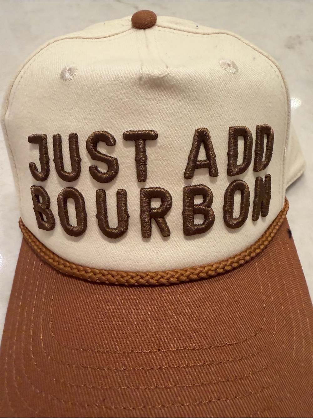 Just Add Bourbon Cream and Brown Trucker Hat